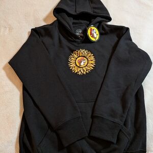 Kids Black Hoodie with Sunflower Design